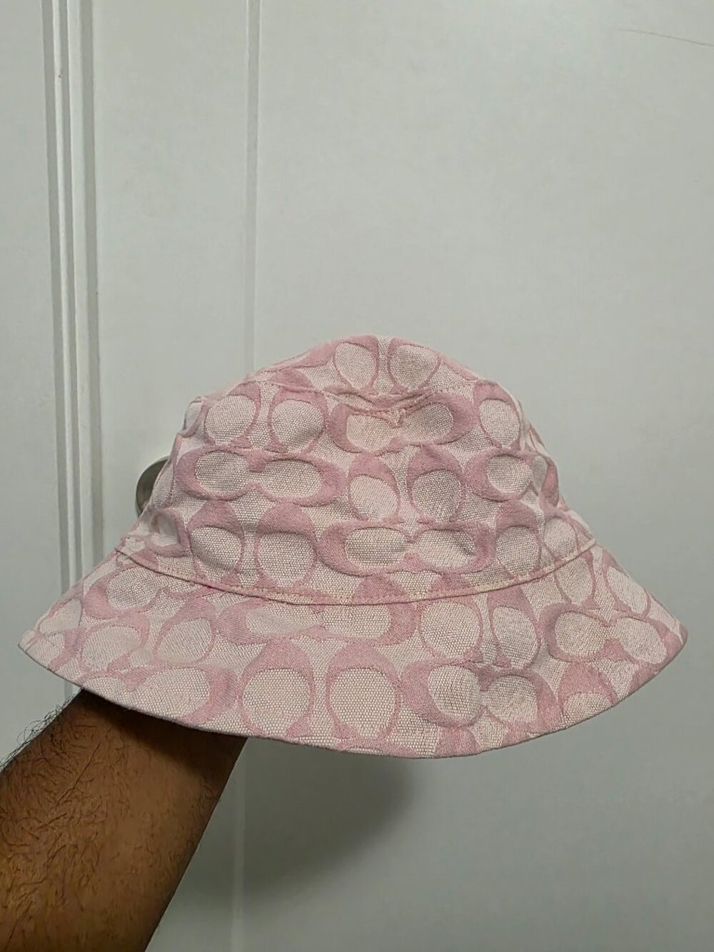 Coach Pink  Signature Jacquard Bucket Hat